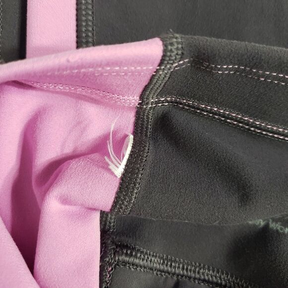 Athleta Womens Leggings Small Yin 7/8 Tight Colorblock Pockets Pink Black Ankle - Picture 10 of 10